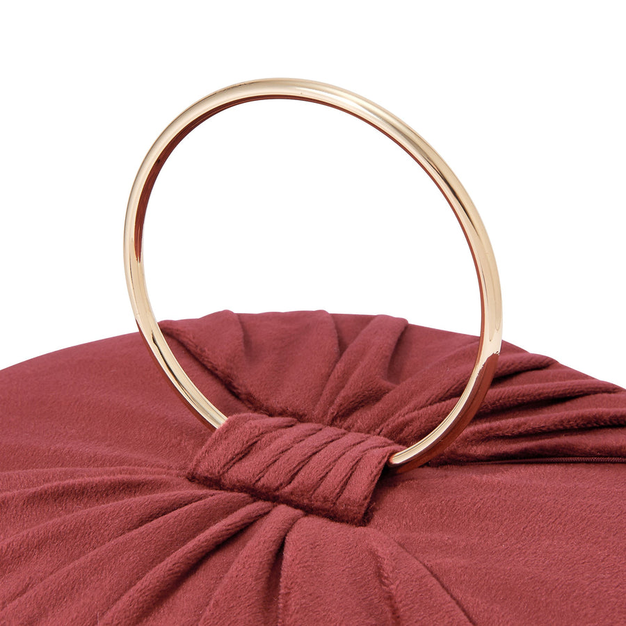 ベロアプリーツ バニティポーチ L ワイン