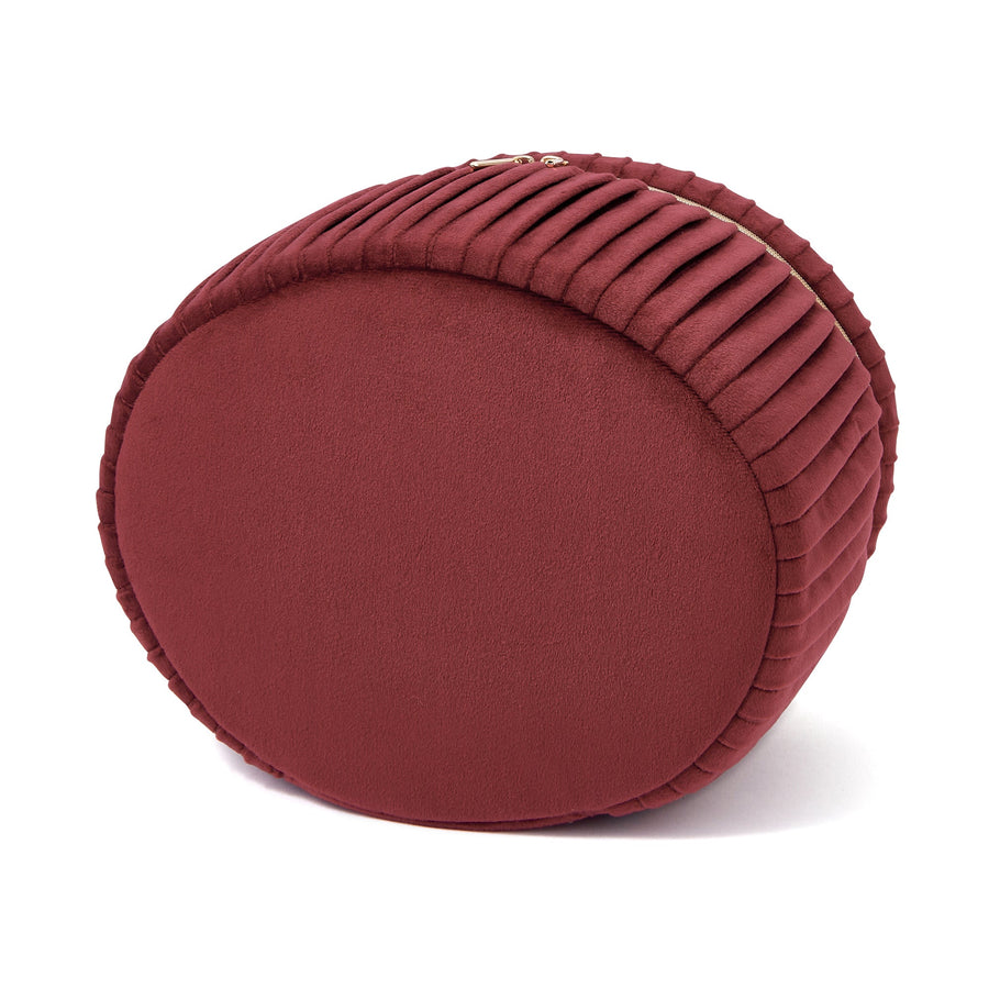 ベロアプリーツ バニティポーチ L ワイン