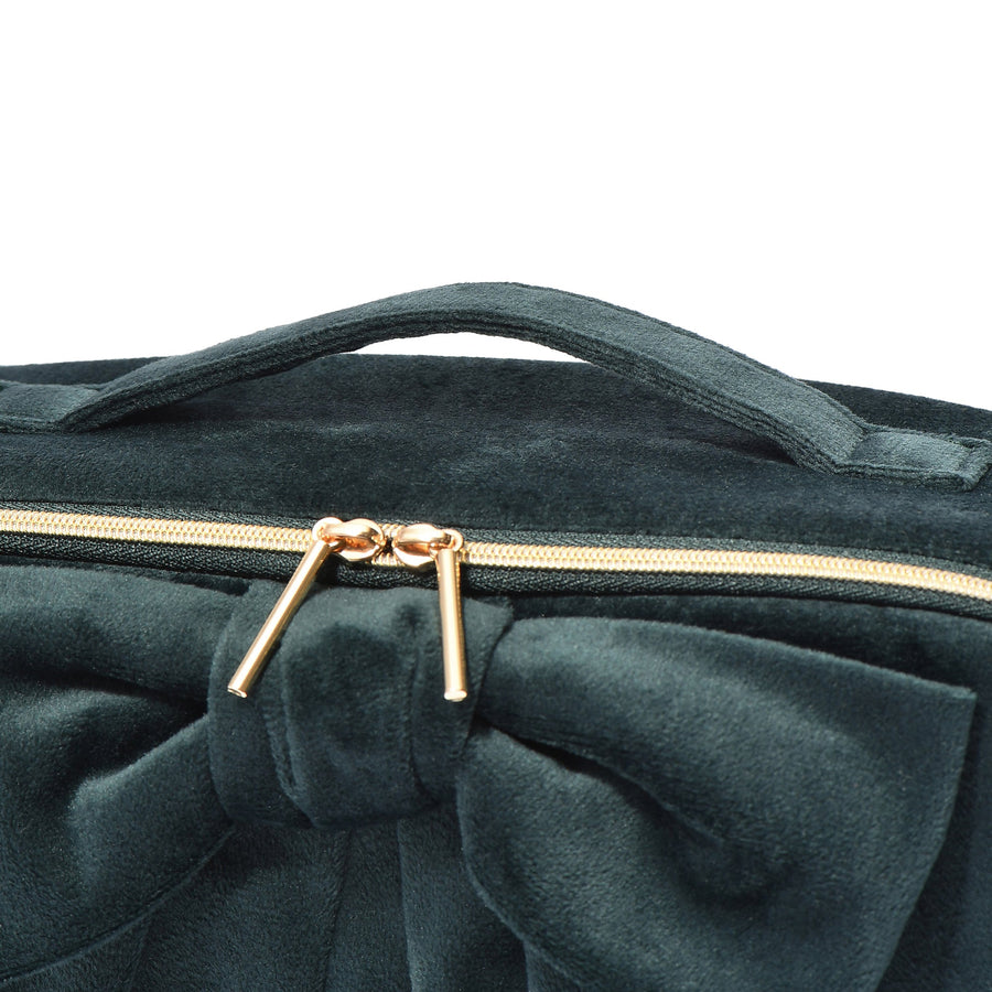 ベロアリボン メイクバッグ グリーン