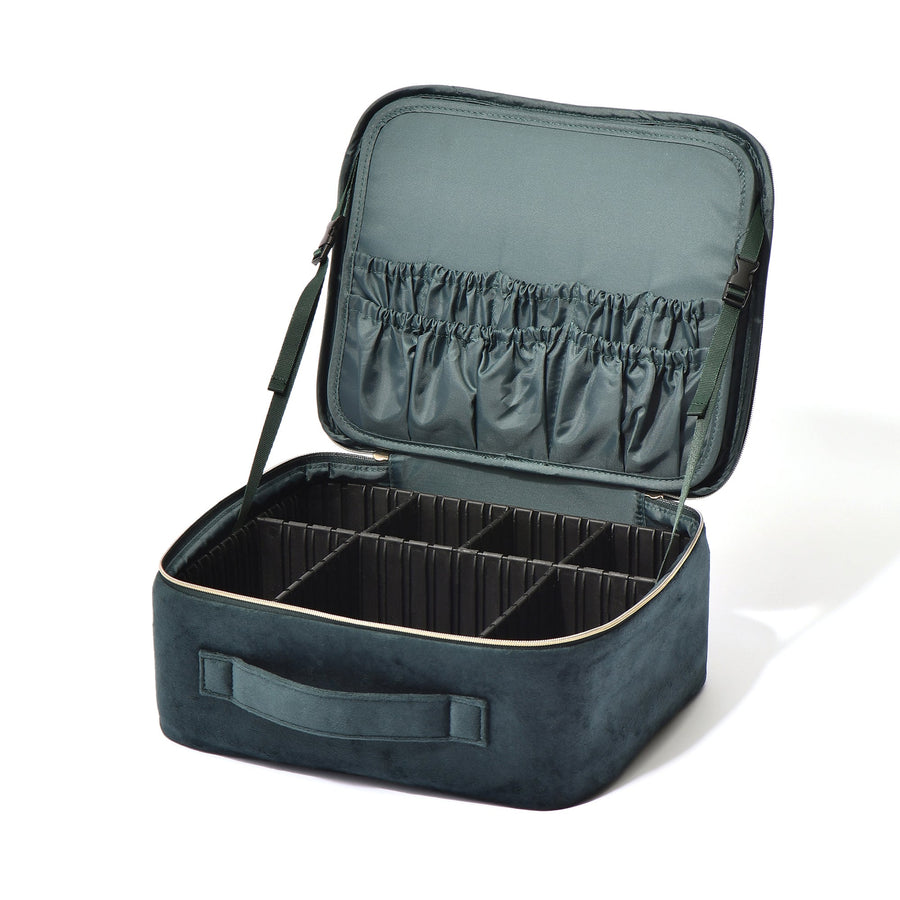 ベロアリボン メイクバッグ グリーン