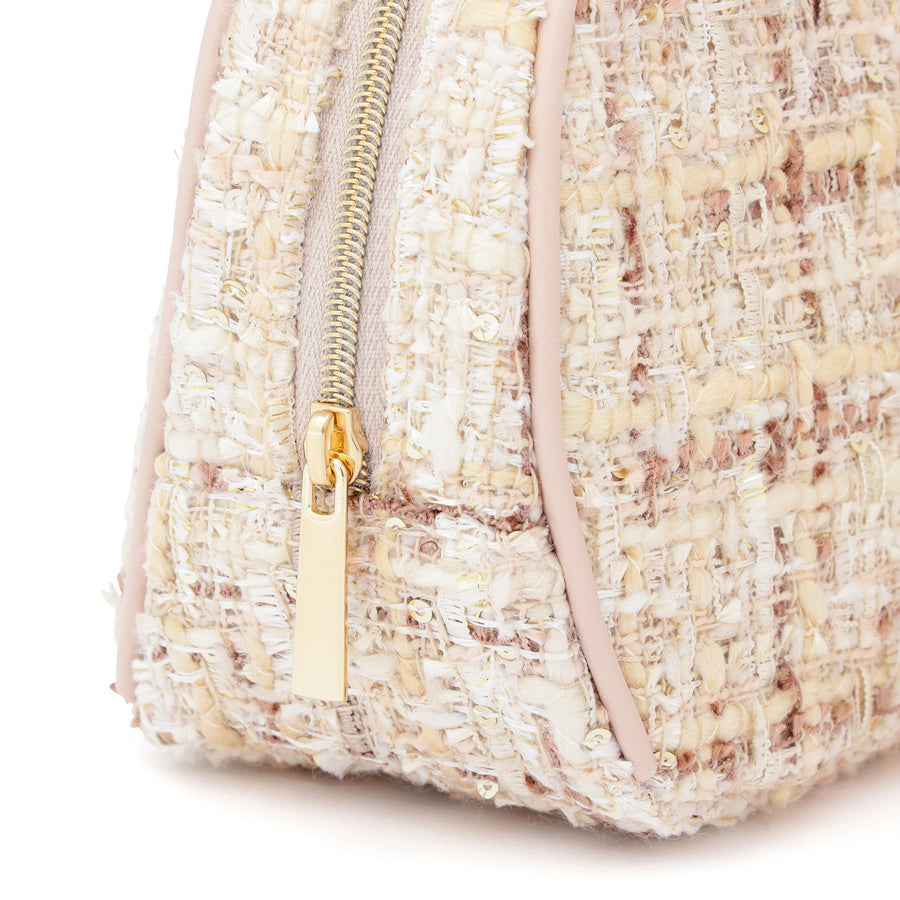 ツイードファー ポーチ S ライトピンク