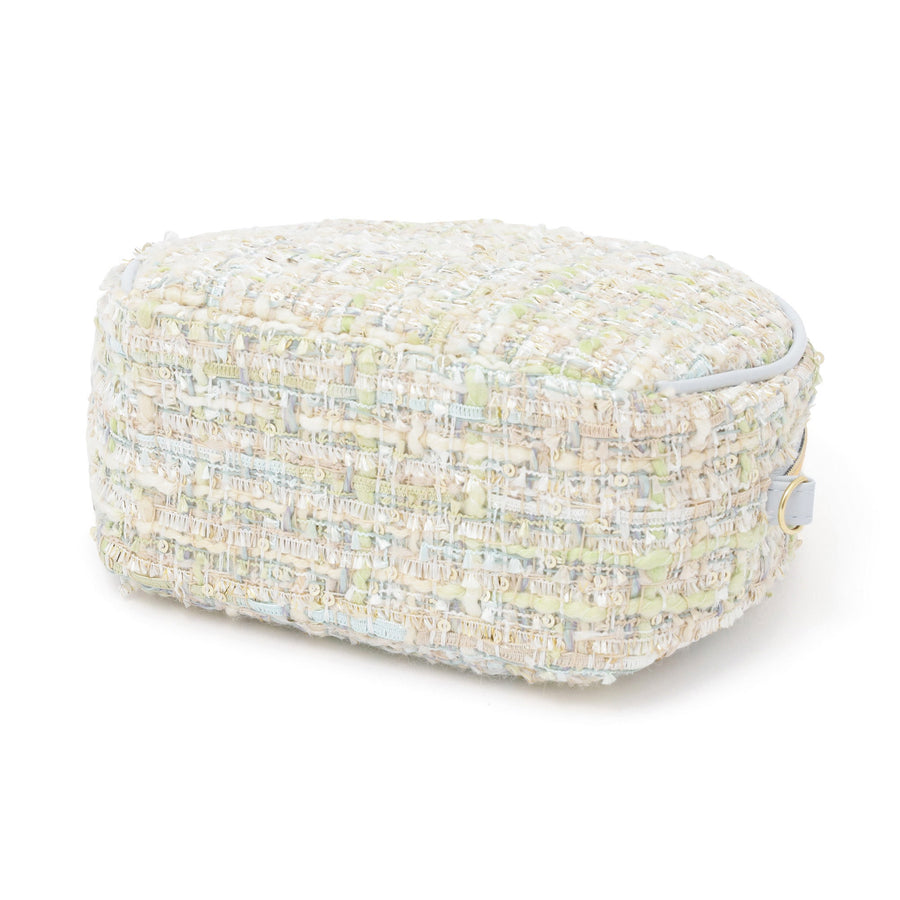 ツイードファー ポーチ S ライトブルー