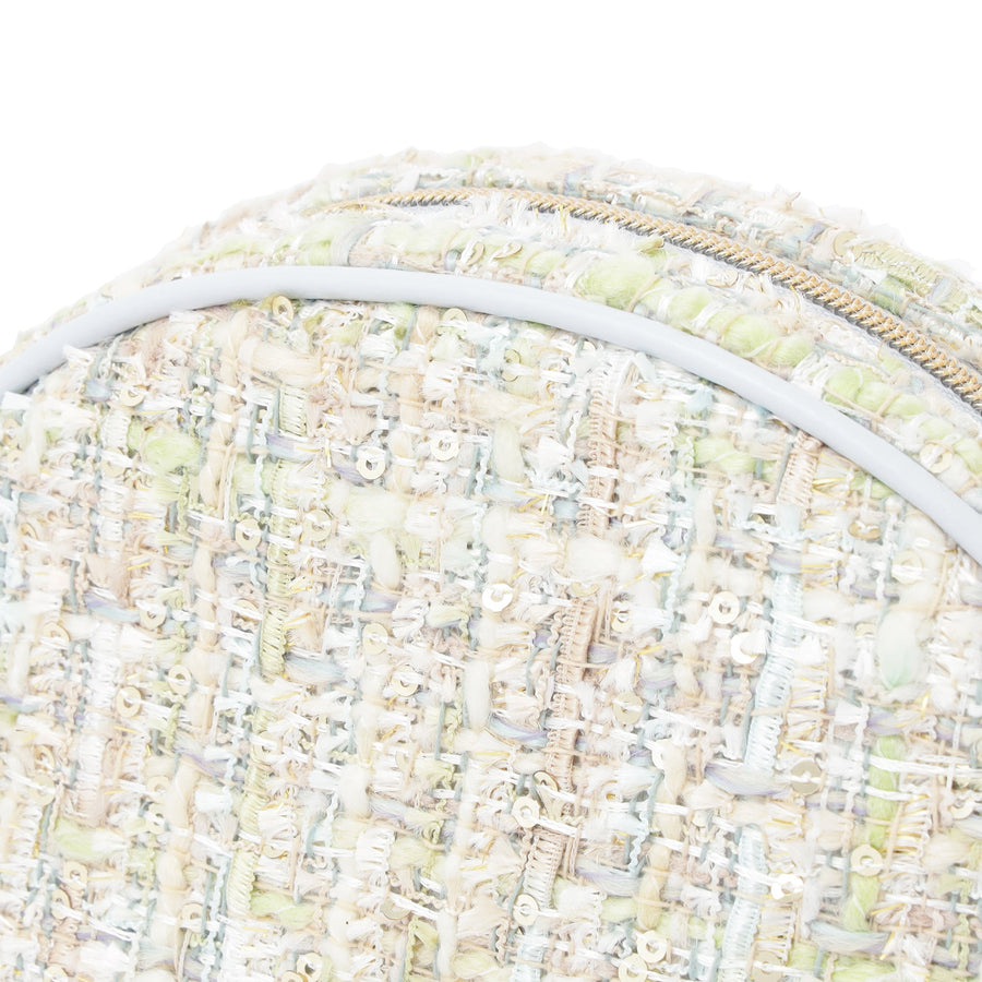 ツイードファー ポーチ S ライトブルー