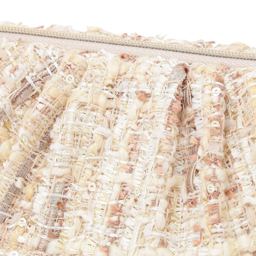 ツイードファー ワイヤーポーチ ライトピンク