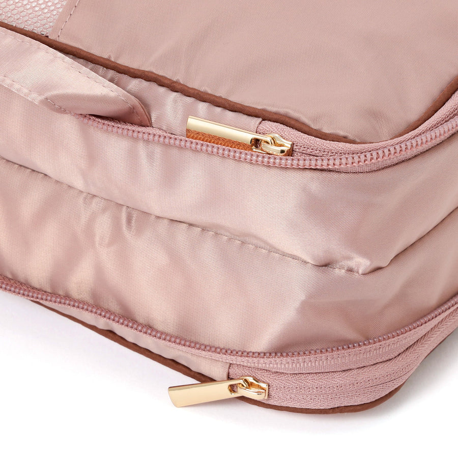 バイカラーサテン 圧縮オーガナイザー S ピンク×ブラウン