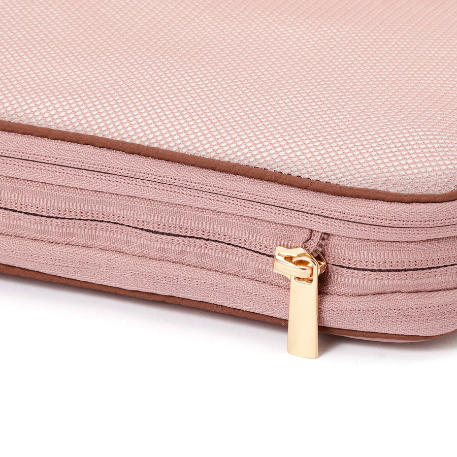 バイカラーサテン 圧縮オーガナイザー S ピンク×ブラウン