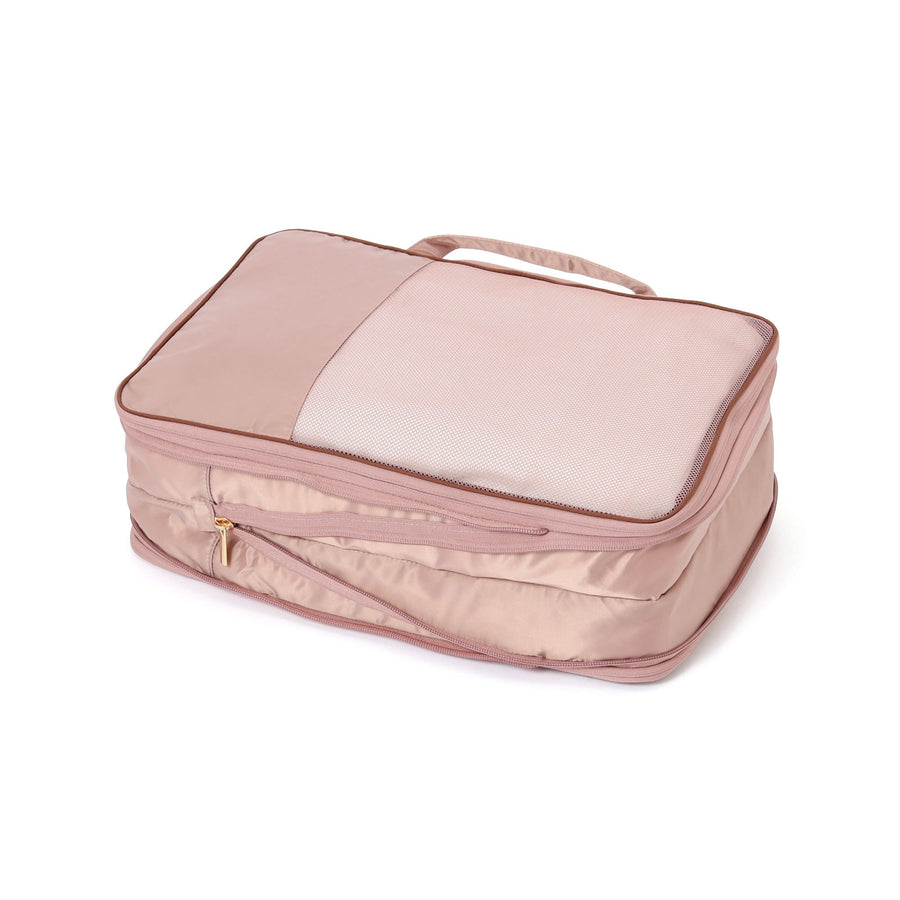 バイカラーサテン 圧縮オーガナイザー M ピンク×ブラウン