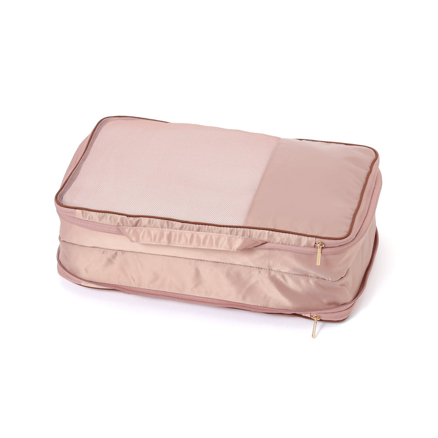 バイカラーサテン 圧縮オーガナイザー M ピンク×ブラウン