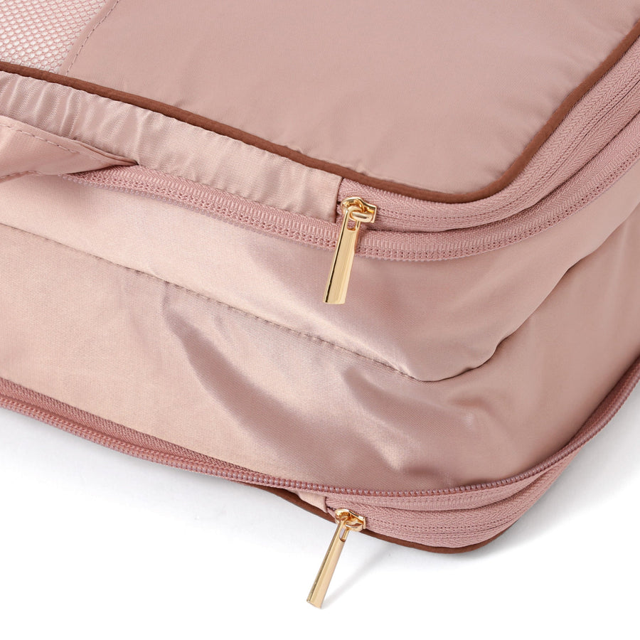 バイカラーサテン 圧縮オーガナイザー M ピンク×ブラウン