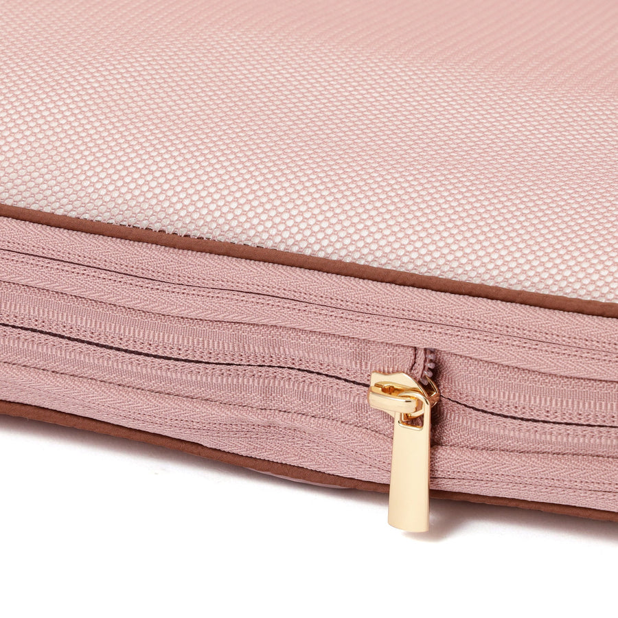 バイカラーサテン 圧縮オーガナイザー M ピンク×ブラウン