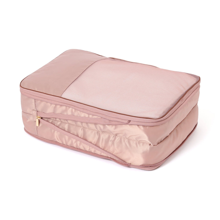 バイカラーサテン 圧縮オーガナイザー L ピンク×ブラウン