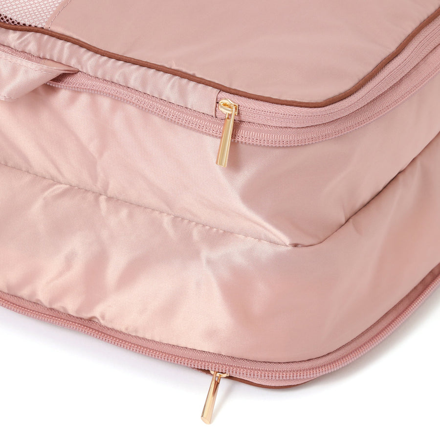 バイカラーサテン 圧縮オーガナイザー L ピンク×ブラウン