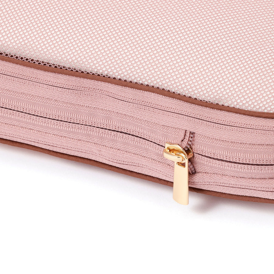 バイカラーサテン 圧縮オーガナイザー L ピンク×ブラウン