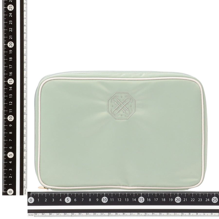 バイカラーサテン ハンギングポーチ L ミント×アイボリー