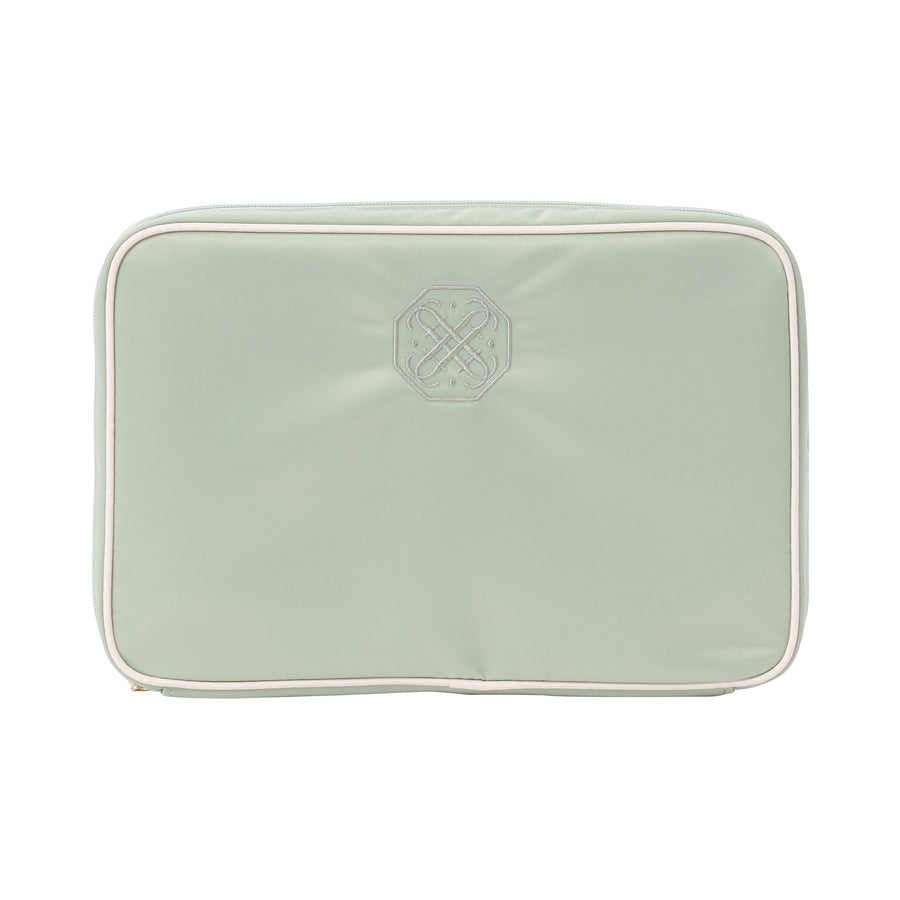 バイカラーサテン ハンギングポーチ L ミント×アイボリー