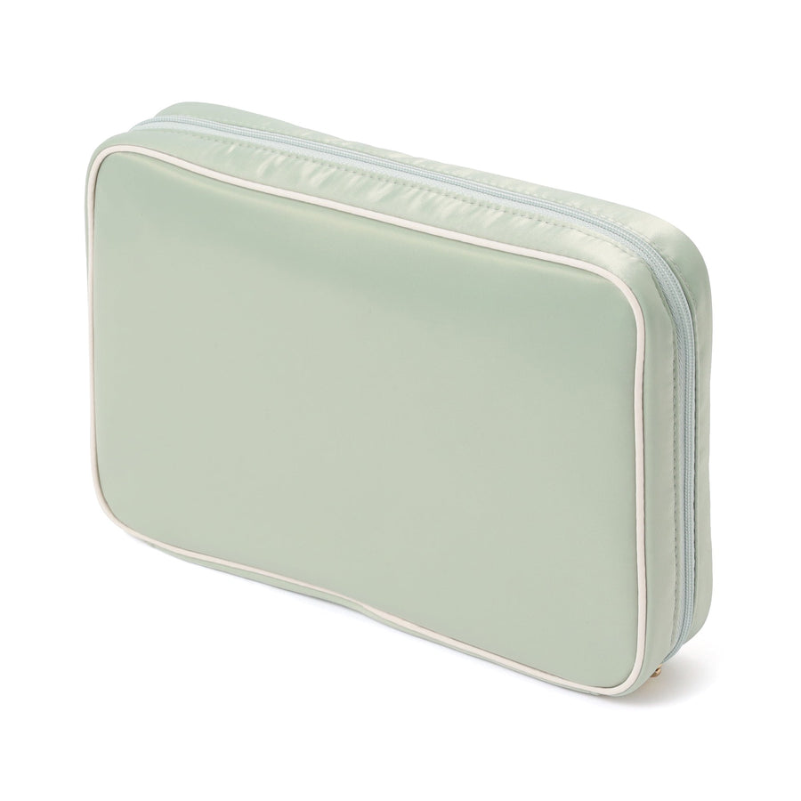 バイカラーサテン ハンギングポーチ L ミント×アイボリー