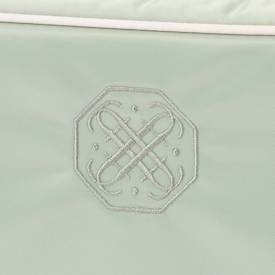 バイカラーサテン ハンギングポーチ L ミント×アイボリー