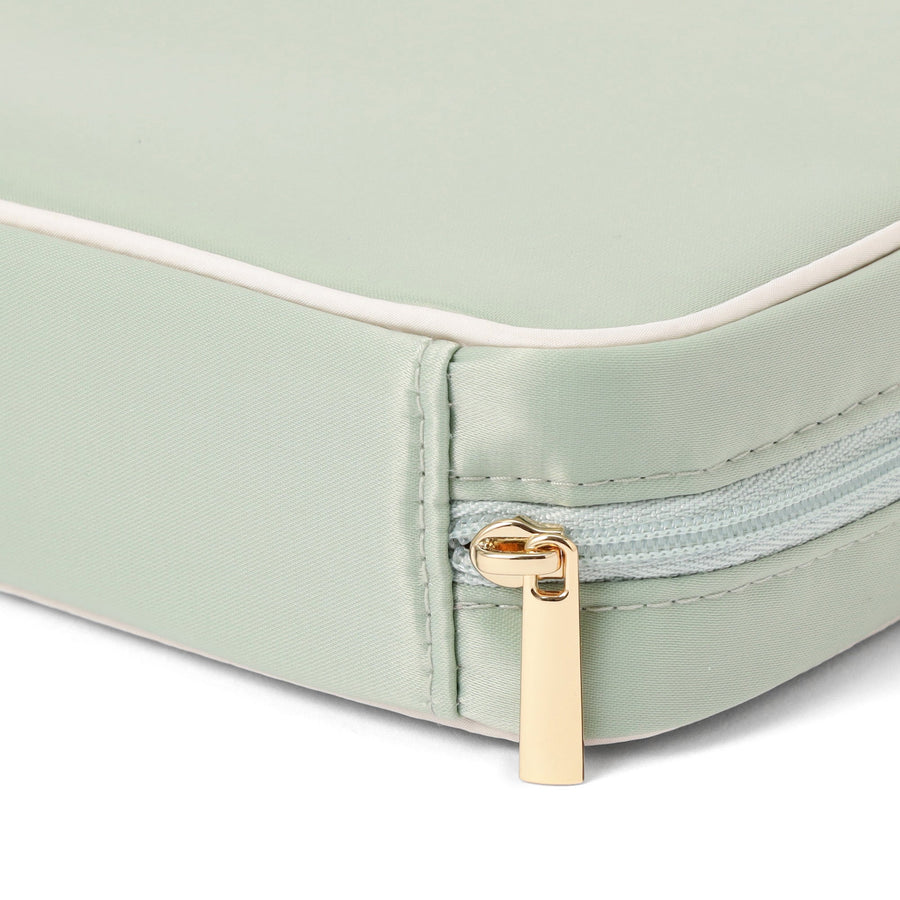 バイカラーサテン ハンギングポーチ L ミント×アイボリー