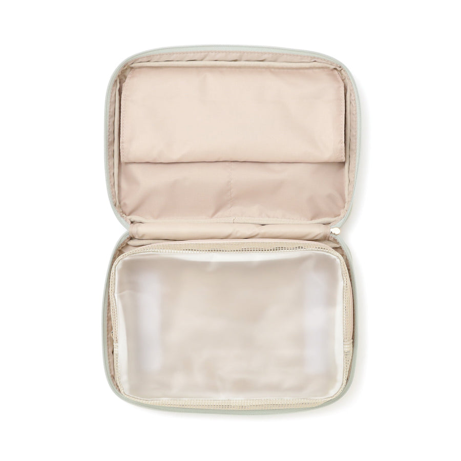 バイカラーサテン ハンギングポーチ L ミント×アイボリー