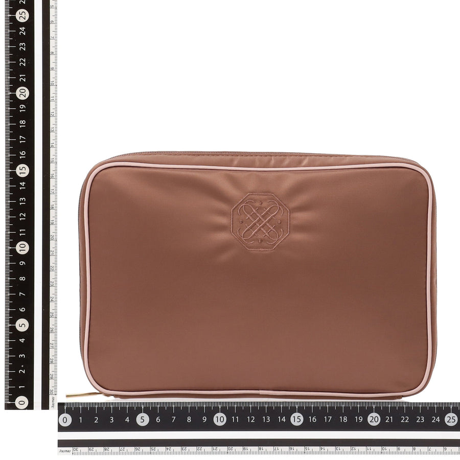 バイカラーサテン ハンギングポーチ L ピンク×ブラウン