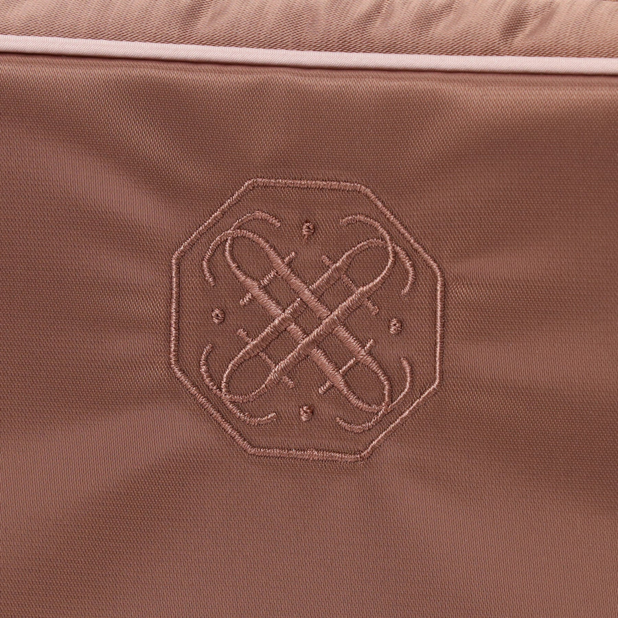 バイカラーサテン ハンギングポーチ L ピンク×ブラウン