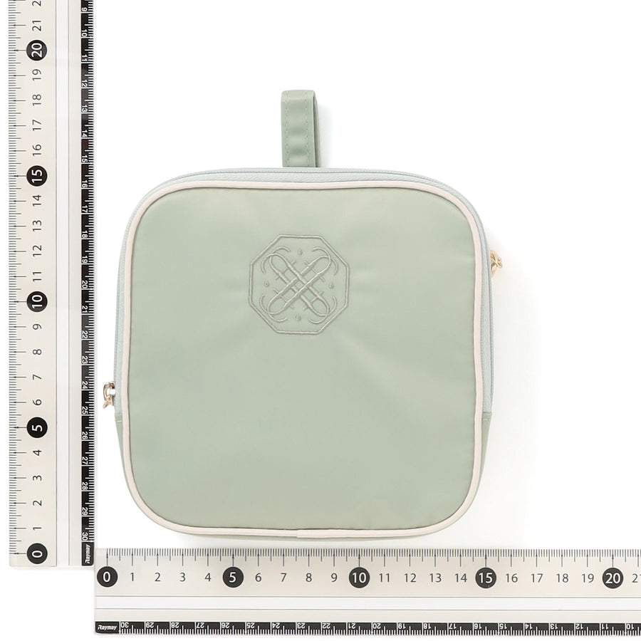 バイカラーサテン サニタリー圧縮ポーチ ミント×アイボリー