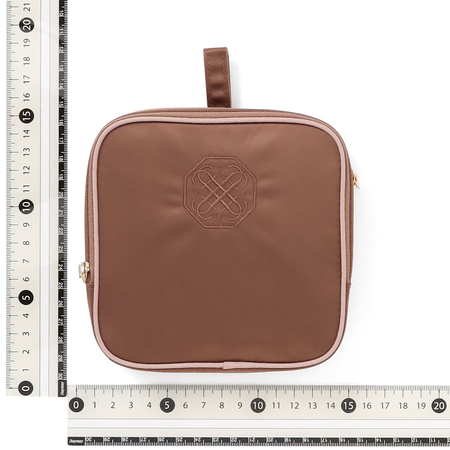 バイカラーサテン サニタリー圧縮ポーチ ピンク×ブラウン