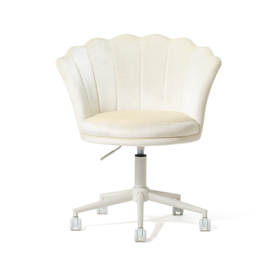 Office Chair White Scalloped Chair Flora Boucle Office Chair With