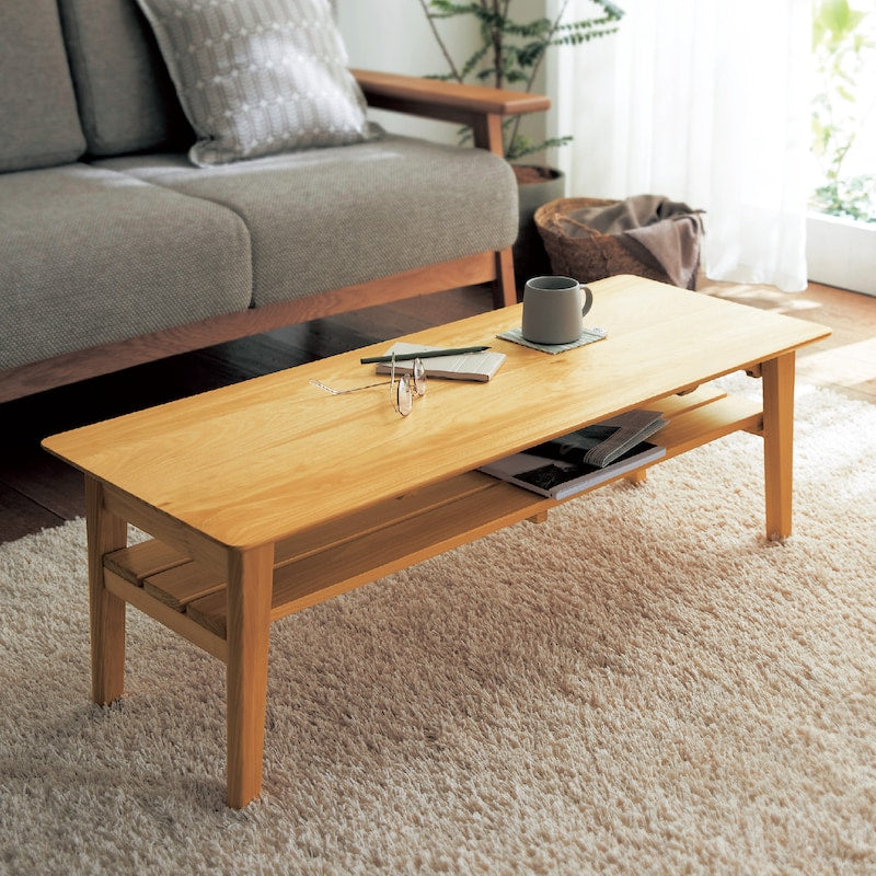 Folding living room low table with shelf