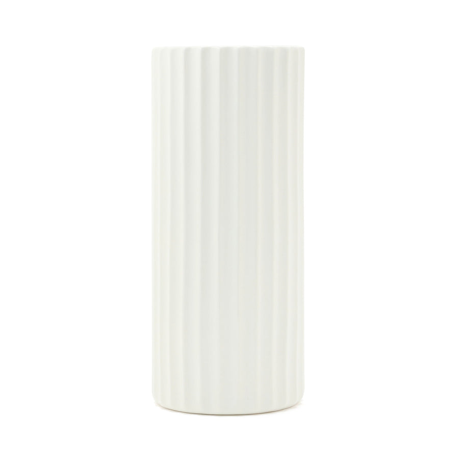 Ceramic Rib Flower Vase Large White