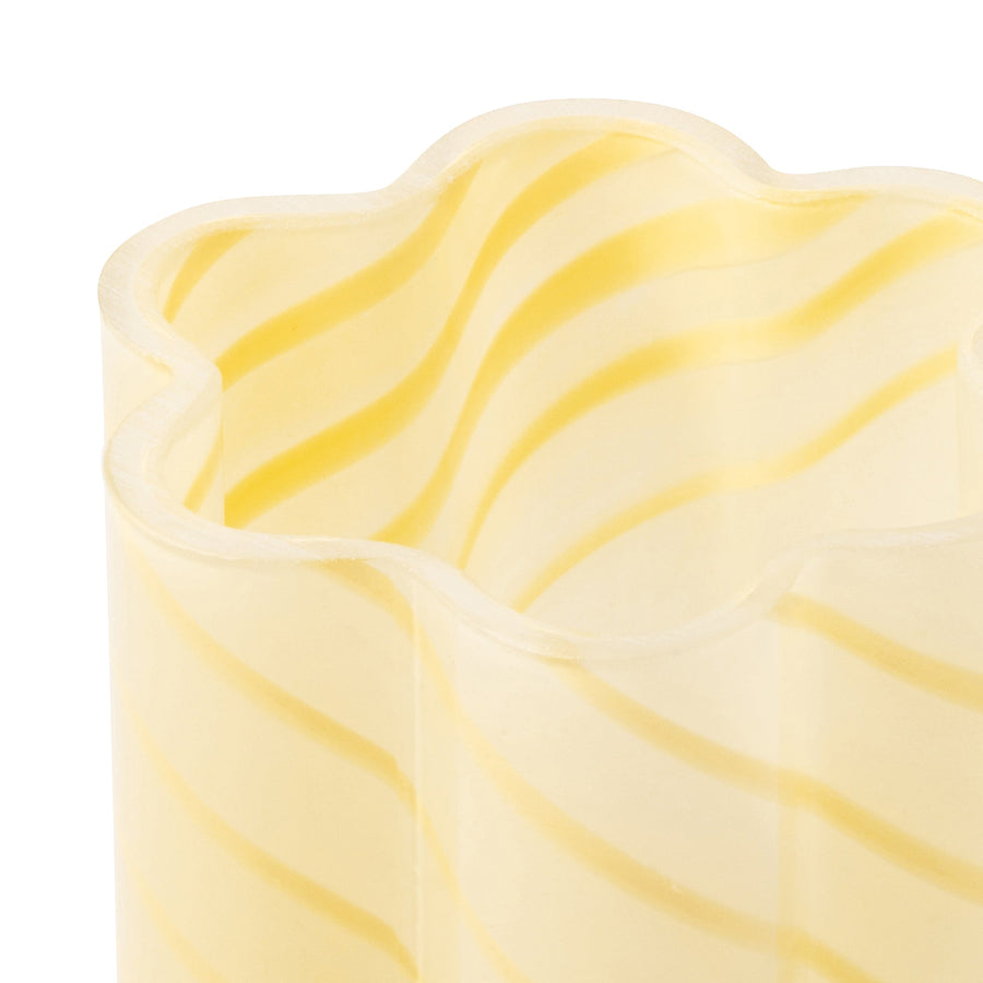 フラワーストライプ フラワーベース ライトイエロー