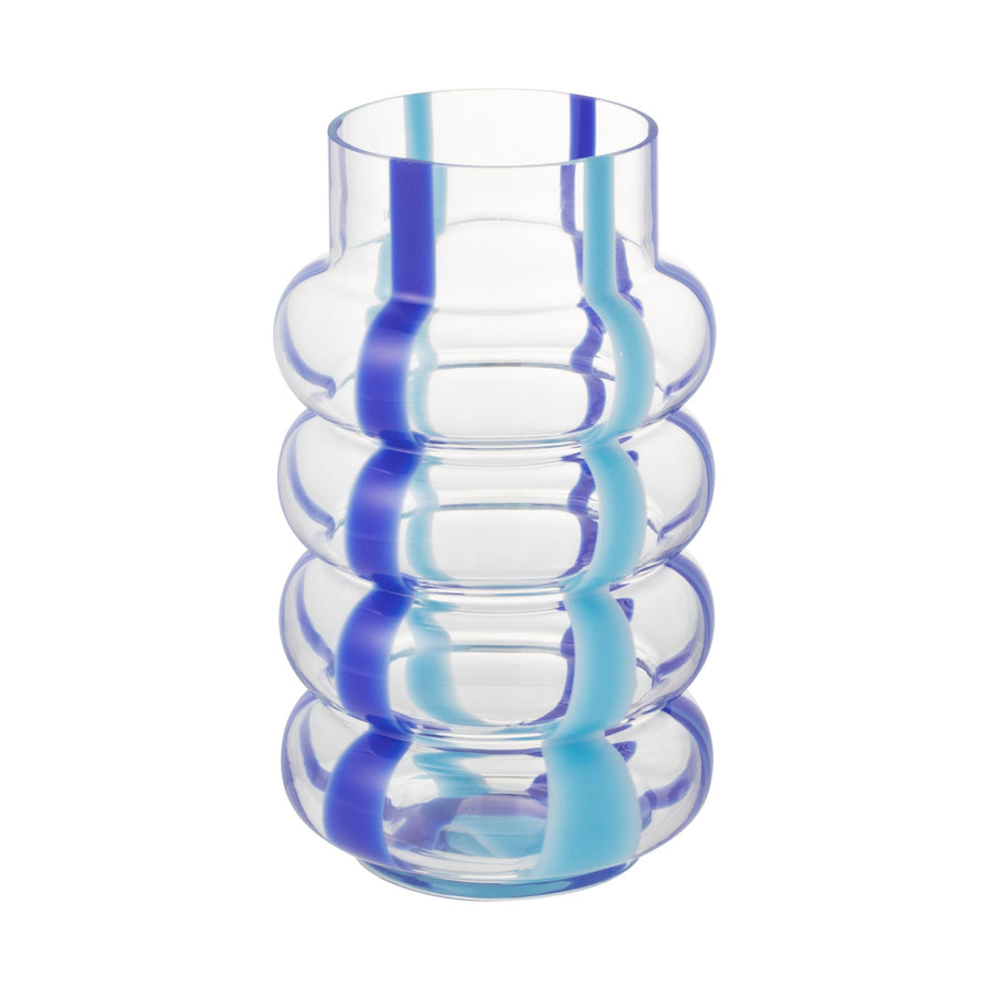 ポップストライプ フラワーベース L ブルー