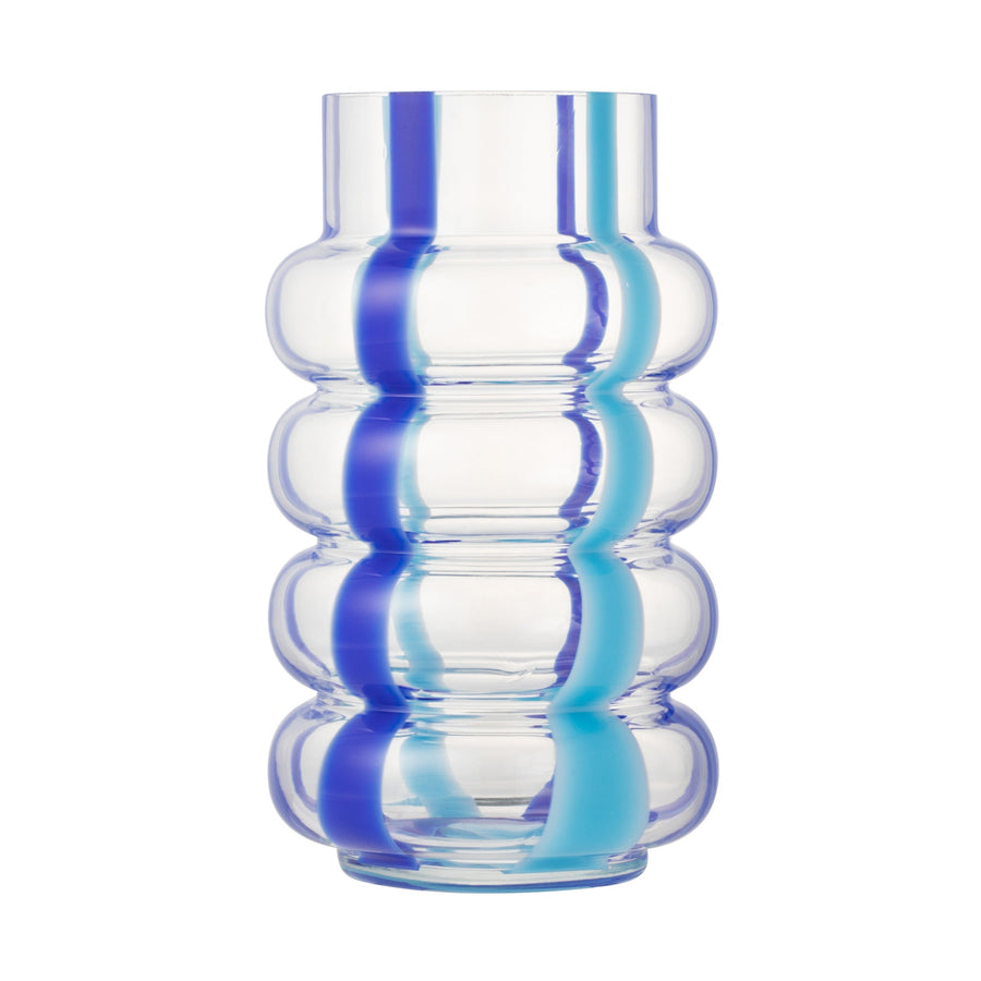 ポップストライプ フラワーベース L ブルー