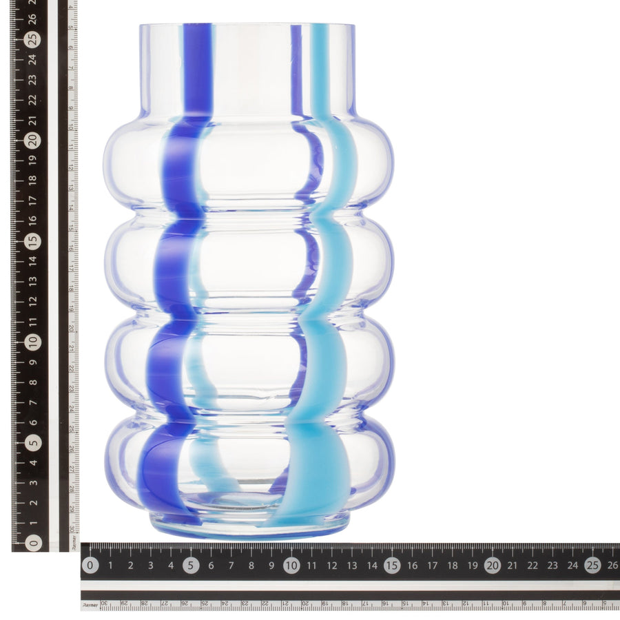 ポップストライプ フラワーベース L ブルー