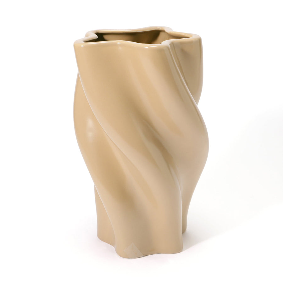 セラミック ツイスト フラワーベース L ベージュ