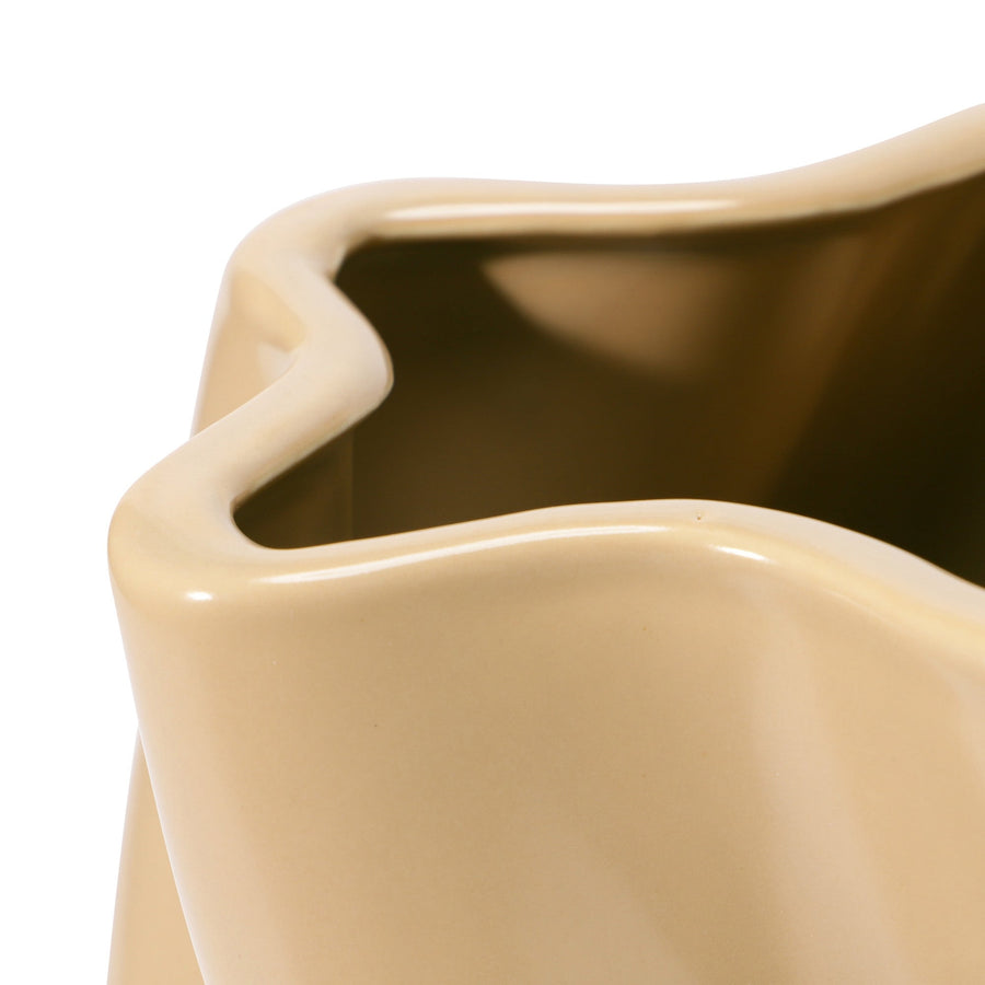 セラミック ツイスト フラワーベース L ベージュ