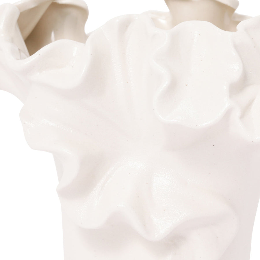 セラミック ラッフル フラワーベース S ホワイト