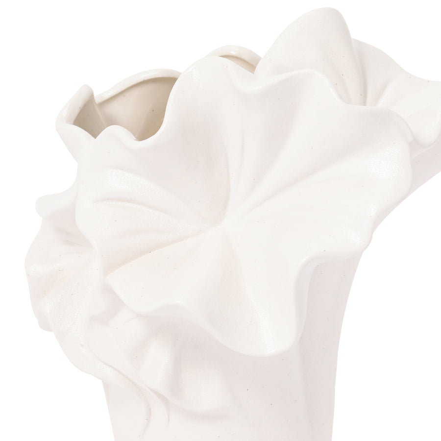 セラミック ラッフル フラワーベース M ホワイト