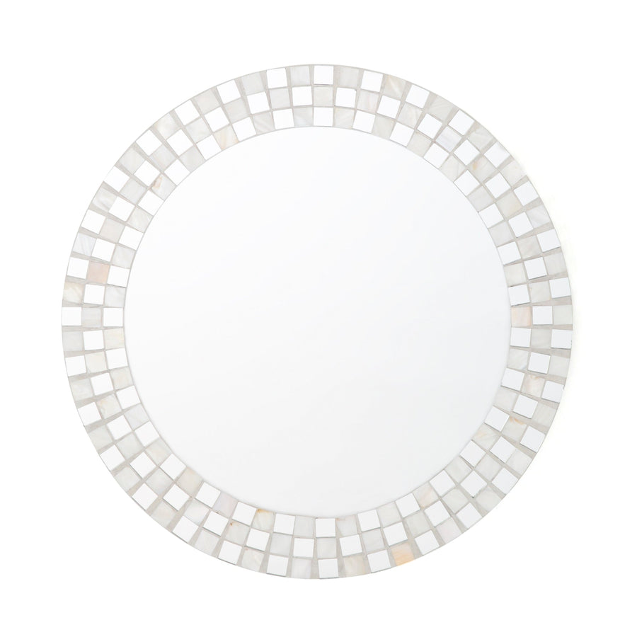 Shell Mosaic Wall Mirror, Large, White