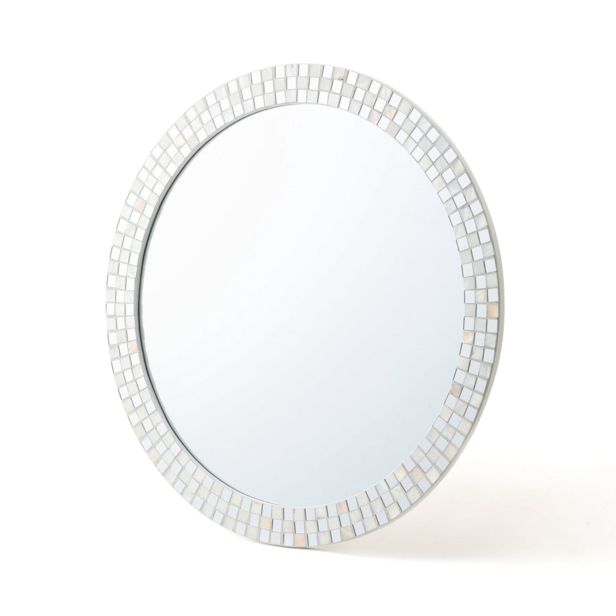 Shell Mosaic Wall Mirror, Large, White