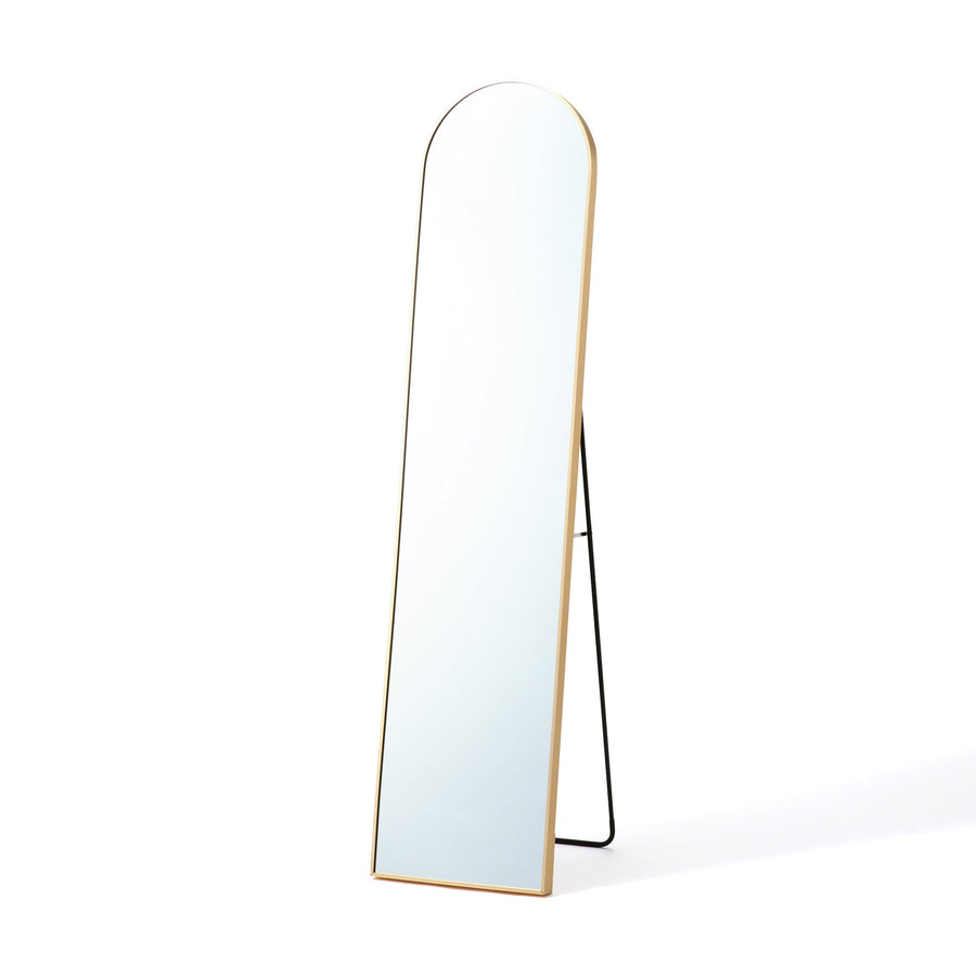 Aluminum frame stand mirror, gold