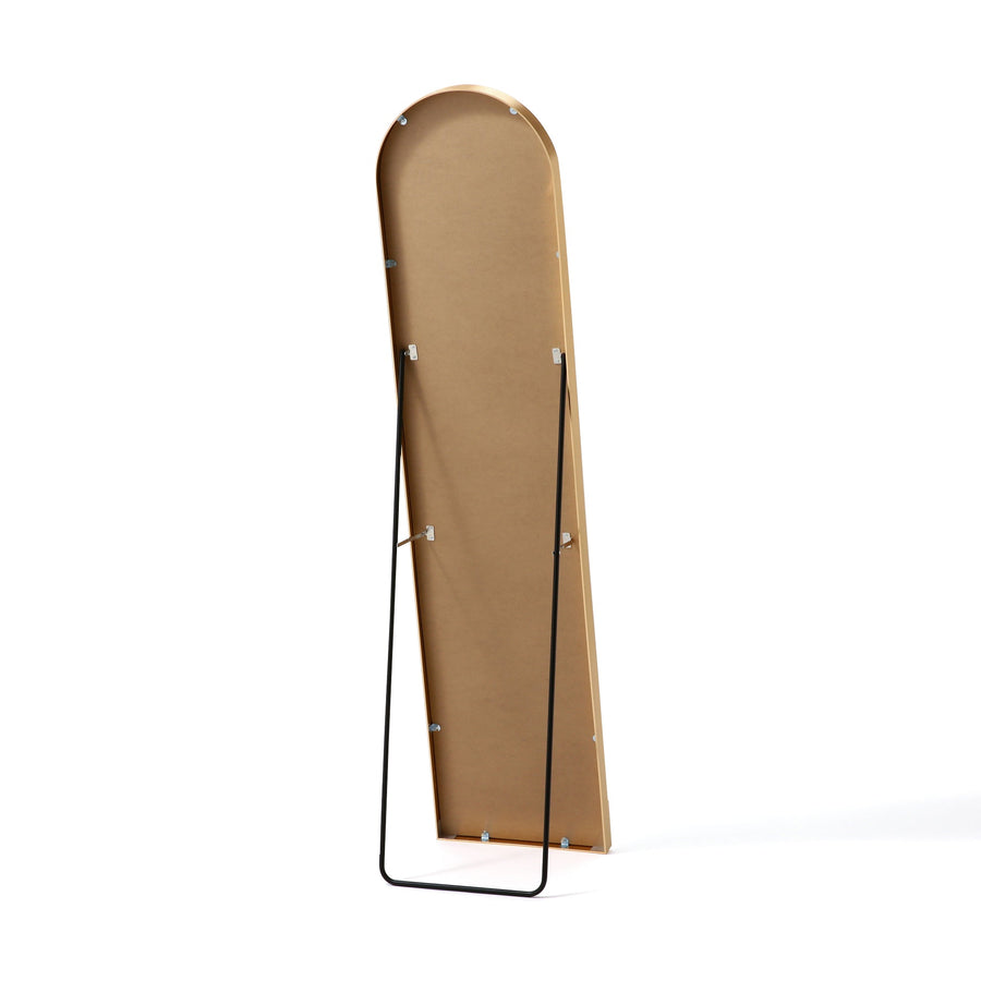 Aluminum frame stand mirror, gold