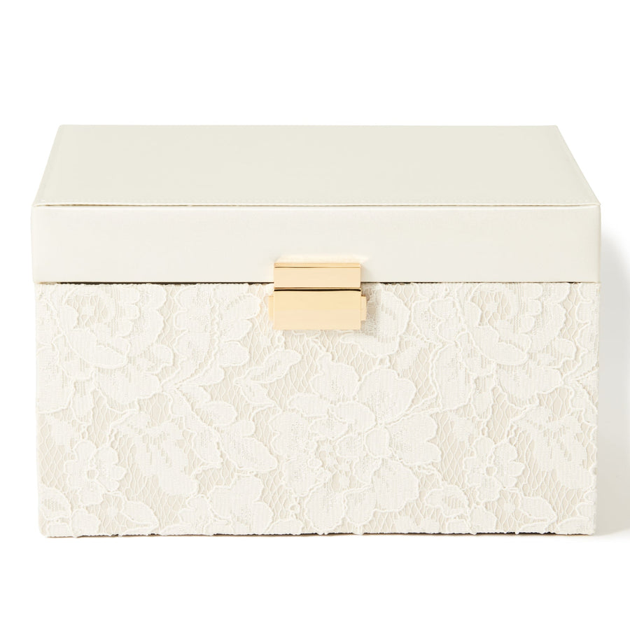 Lace Jewelry Box L Ivory