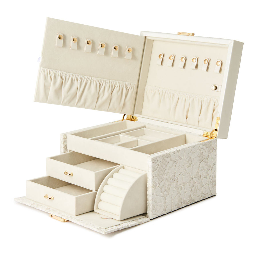 Lace Jewelry Box L Ivory