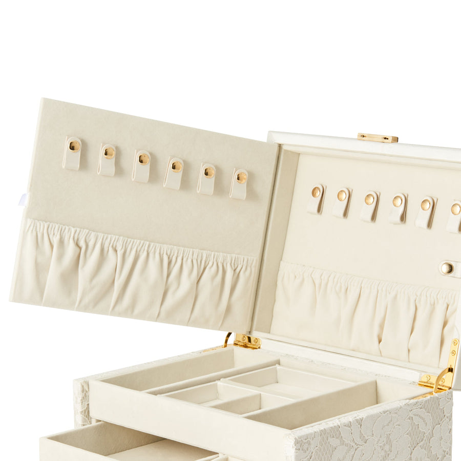 Lace Jewelry Box L Ivory