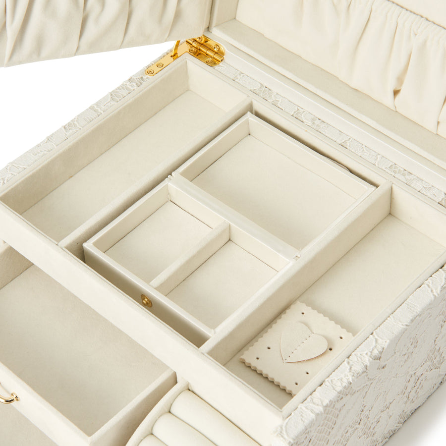 Lace Jewelry Box L Ivory