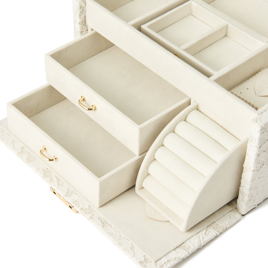 Lace Jewelry Box L Ivory