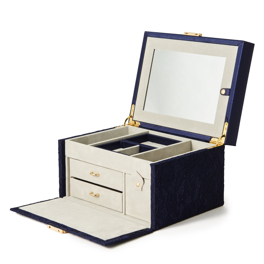 Lace Jewelry Box L Navy