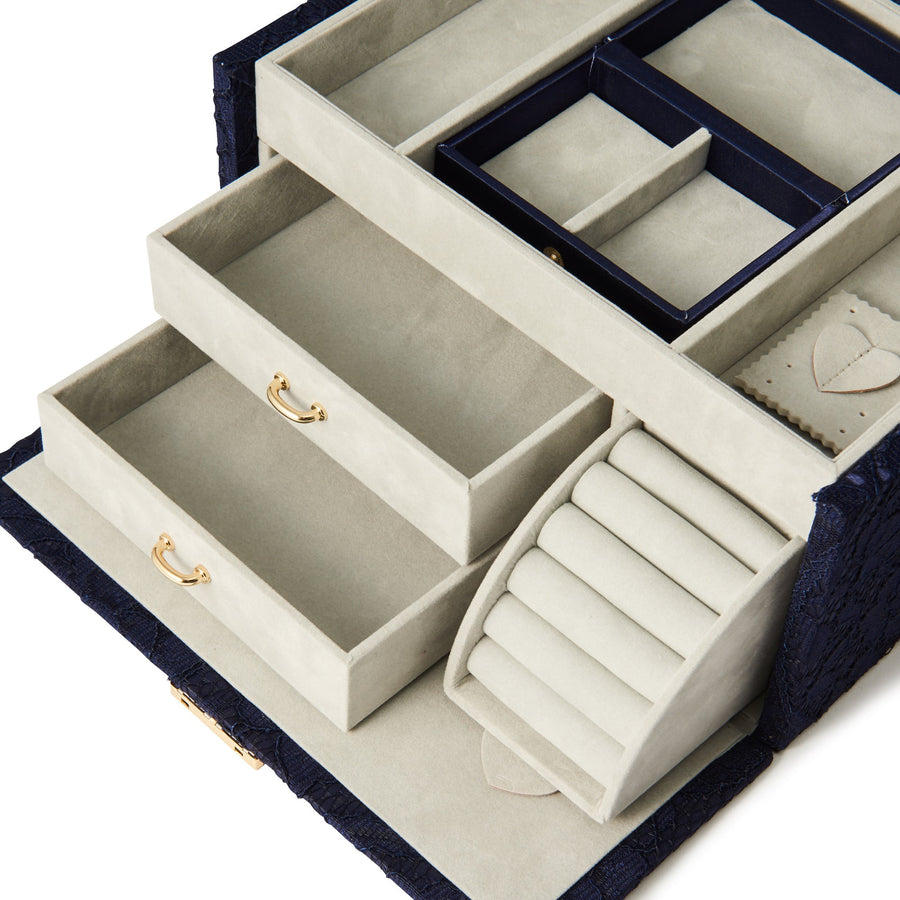 Lace Jewelry Box L Navy