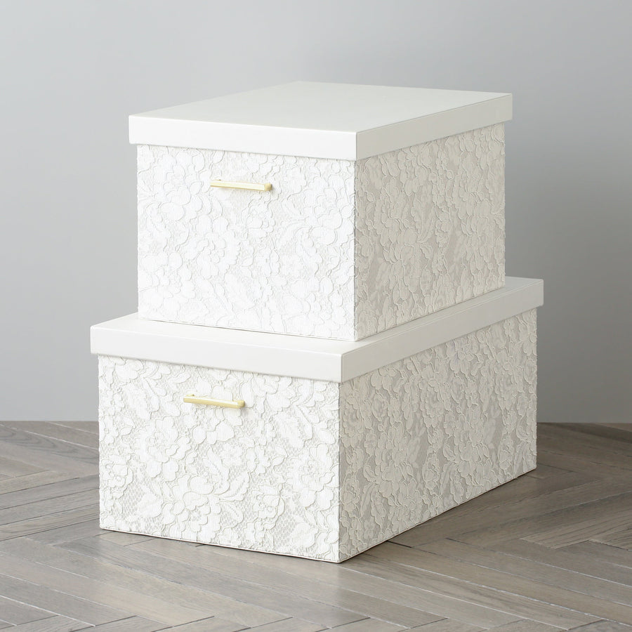 Lace Box L Ivory